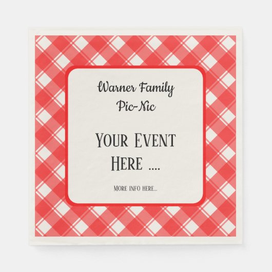 Red and White Plaid Pattern Retro Custom Servet (Voorkant)