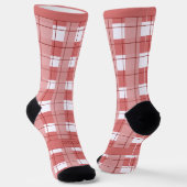 Red and White Plaid, Text on Foot Sokken (Gebogen)