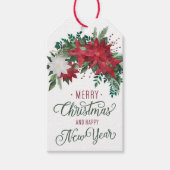 Red and White Poinsettia Bouquet Holiday Cadeaulabel (Voorkant)
