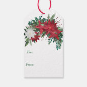 Red and White Poinsettia Bouquet Holiday Cadeaulabel (Achterkant)