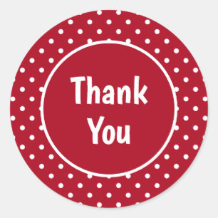 Red and White Polka Dot Bedankt Ronde Sticker