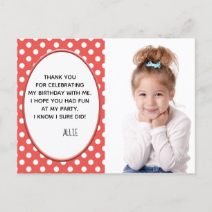 Red and White Polka Dot Birthday Foto Briefkaart