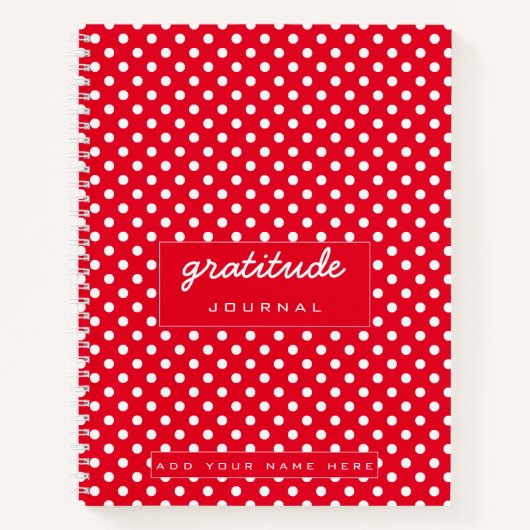 Red and White Polka Dot dankbaarheidsjournaal Notitieboek (Voorkant)