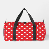 Red and white polka dots pattern duffle bag plunjezak (Achterkant)