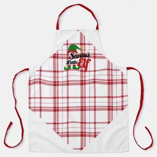 Red and White Pset Santa's Little Elf Schort (Voorkant)