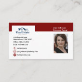 Red and White Real Estate Agent Visitekaartje (Voorkant)