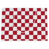 Red and White Retro Check Holiday Groot Cadeauzakje (Voorkant)