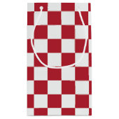 Red and White Retro Check Holiday Klein Cadeauzakje (Achterkant)