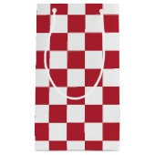 Red and White Retro Check Holiday Klein Cadeauzakje (Voorkant)