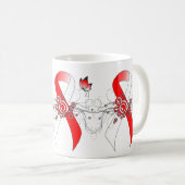Red and White Ribbon with Butterfly Coffee Mug Koffiemok (Voorkant rechts)