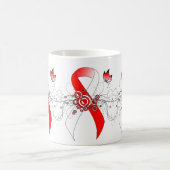Red and White Ribbon with Butterfly Coffee Mug Koffiemok (Center)