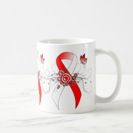 Red and White Ribbon with Butterfly Coffee Mug Koffiemok