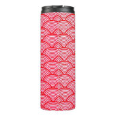 Red and White Scallop Pattern Monogram Thermosbeker (Achterkant)