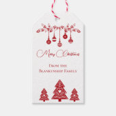 Red and White Scandinavian Folk Art Christmas Cadeaulabel (Voorkant)