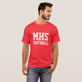 Red and White School Spirit Custom Football Team T-shirt (Voorkant volledig)