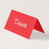 Red and White Script Dessert Buffet Table Card Kaart (Voorkant)