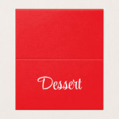 Red and White Script Dessert Buffet Table Card Kaart (Buitenkant ongevouwen)