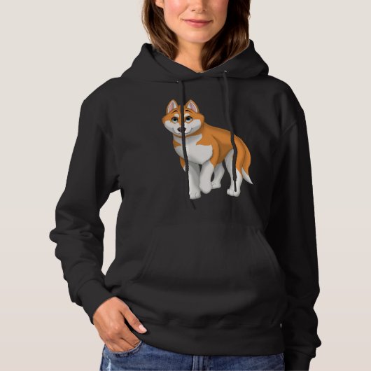 Red and White Siberian Husky Dog with Blue Eyes Hoodie (Voorkant)