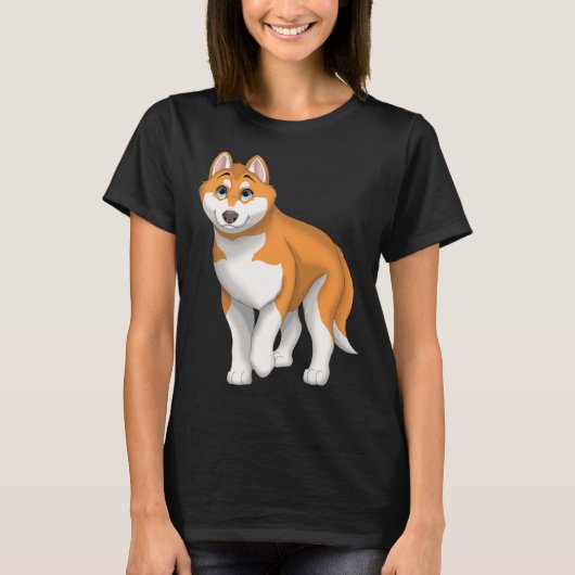 Red and White Siberian Husky Dog with Blue Eyes T-shirt (Voorkant)