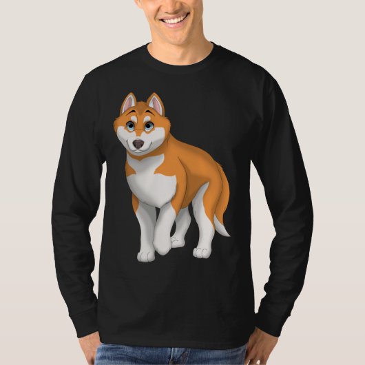 Red and White Siberian Husky Dog with Blue Eyes T-shirt (Voorkant)