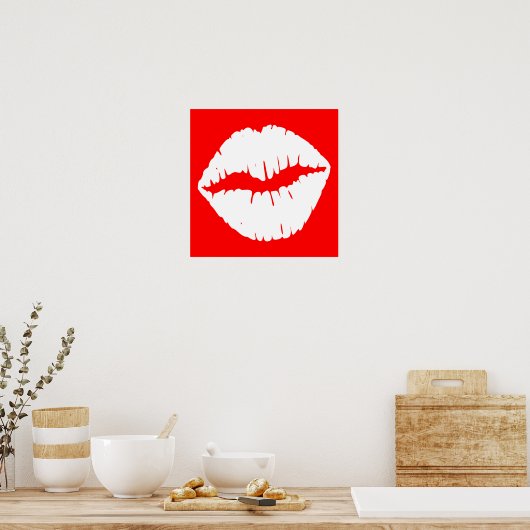 Red and White Smooch Poster (Keuken)
