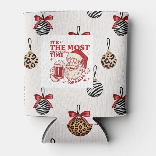 Red and white snowflakes blikjeskoeler (Voorkant)