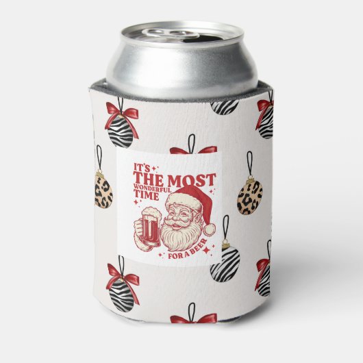 Red and white snowflakes blikjeskoeler (Blikje Achterkant)