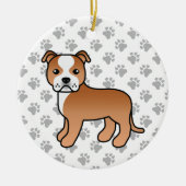 Red and White Staffordshire Bull Terrier Dog Keramisch Ornament (Voorkant)