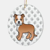 Red and White Staffordshire Bull Terrier Dog Keramisch Ornament (Links)