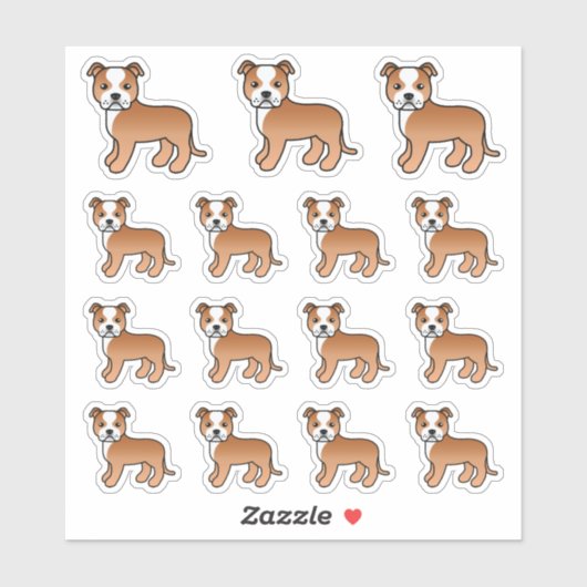 Red and White Staffordshire Bull Terrier Dogs Sticker (Vel)