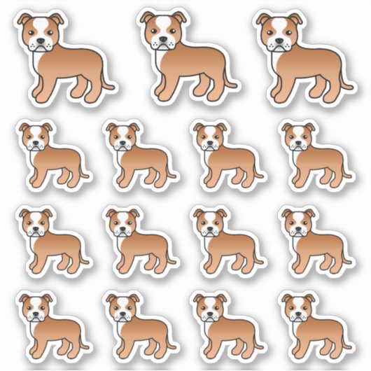 Red and White Staffordshire Bull Terrier Dogs Sticker (Voorkant)