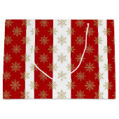 Red And White Striped Holiday Groot Cadeauzakje (Voorkant)