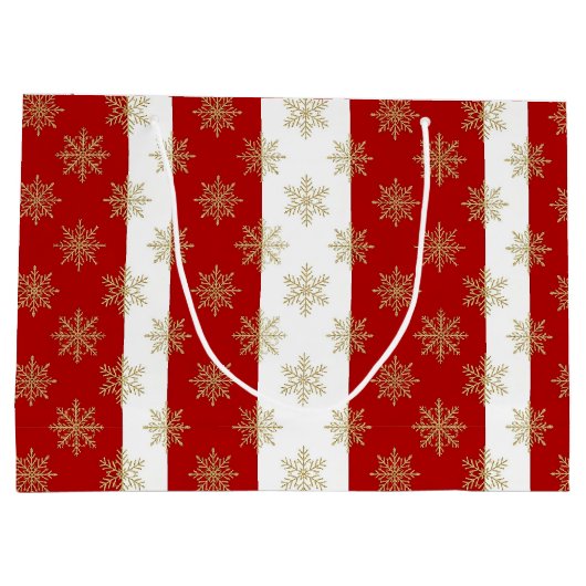 Red And White Striped Holiday Groot Cadeauzakje (Achterkant)