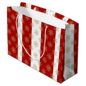 Red And White Striped Holiday Groot Cadeauzakje (Achterkant Gekanteld)