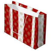 Red And White Striped Holiday Groot Cadeauzakje (Voorkant Gekanteld)
