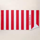  Red And White Striped Name Cabana Stripe  Strandlaken (Voorkant)