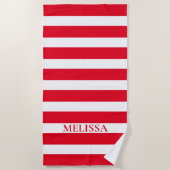  Red And White Striped Name Cabana Stripe  Strandlaken (Voorkant)