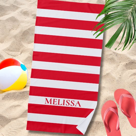  Red And White Striped Name Cabana Stripe  Strandlaken