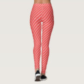 Red And White Stripes And Lines Pattern Leggings (Achterkant)