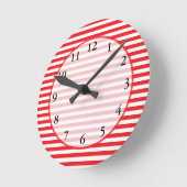 Red and White Stripes Pattern Ronde Klok (Hoek)