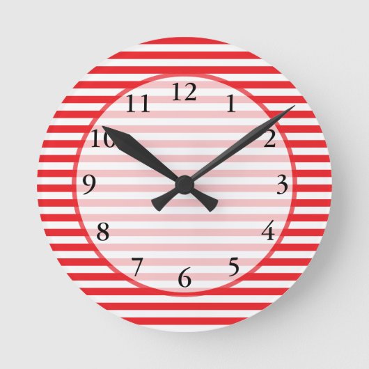 Red and White Stripes Pattern Ronde Klok (Voorkant)