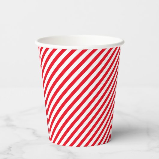 Red and White Stripped Party Paper Cups Papieren Bekers (Achterkant)