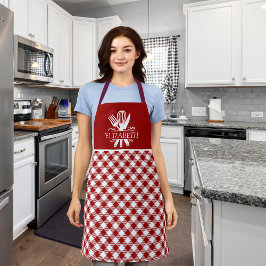 Red and White Tartan Plaid Christmas Pattern Schort