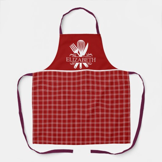 Red and White Tartan Plaid Pattern Schort (Voorkant)