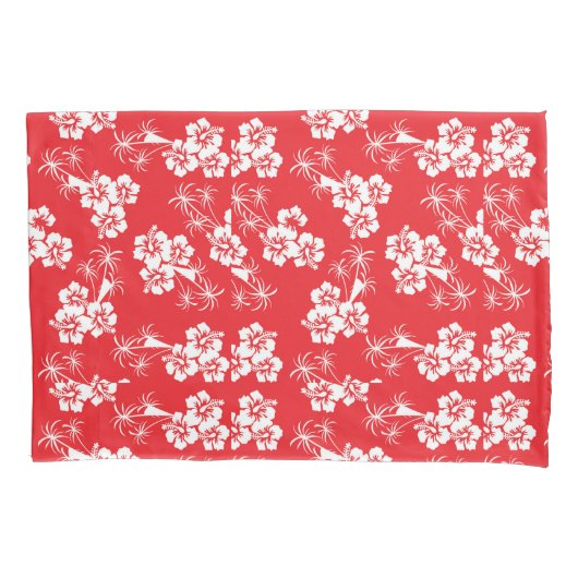 Red And White Tropics Kussensloop (Voorkant-Links)