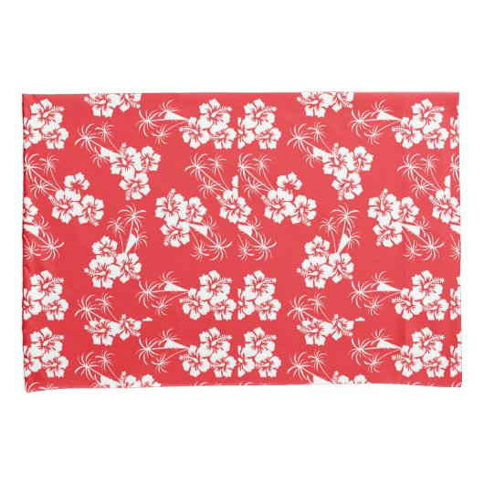 Red And White Tropics Kussensloop (Voorkant-Rechts)