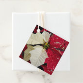Red and White Variegate Poinsettia Holiday Bedankjes Labels (In situ)