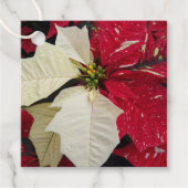 Red and White Variegate Poinsettia Holiday Bedankjes Labels (Voorkant)