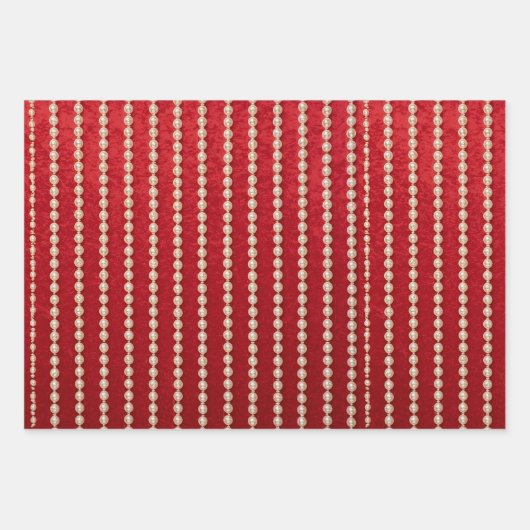 Red and White Velvet-Look Inpakpapier Vel (Voorkant 2)