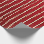 Red and White Velvet-look Pearl Design Cadeaupapier (Hoek)
